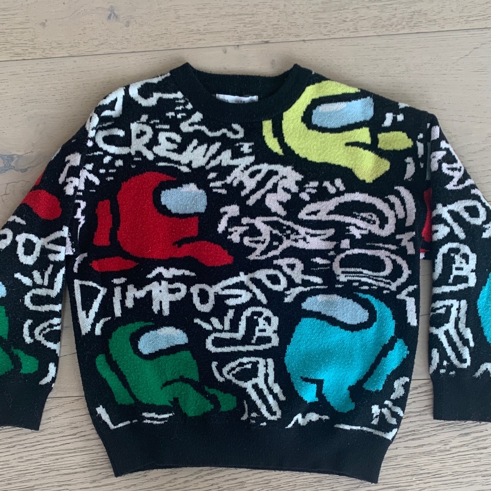 Zara Kids Among Us Black Graphic Crewneck Sweater